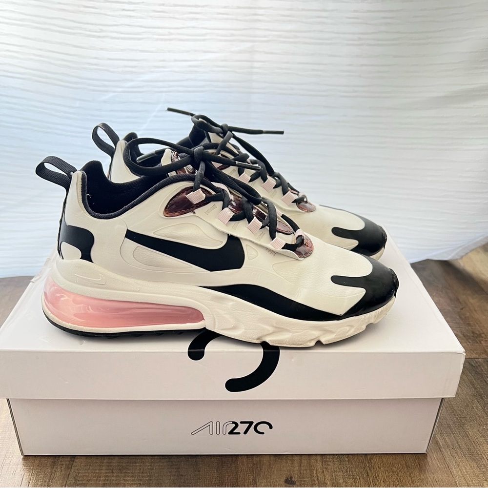Nike Women’s Air Max 270 React Sneakers - Cream, Black & Pink